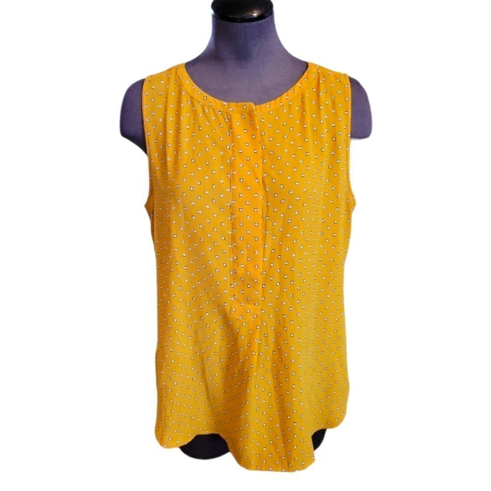 EC LOFT OUTLET SLEEVELESS BLOUSE WITH SQUARE PRINT SZ. M